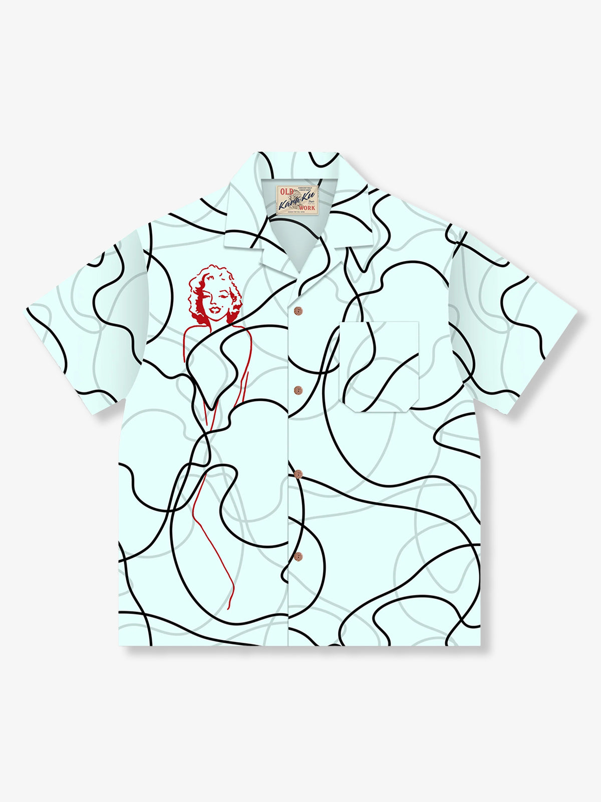 American Dream Sexy Blonde Girl Line Drawing Aloha Shirt