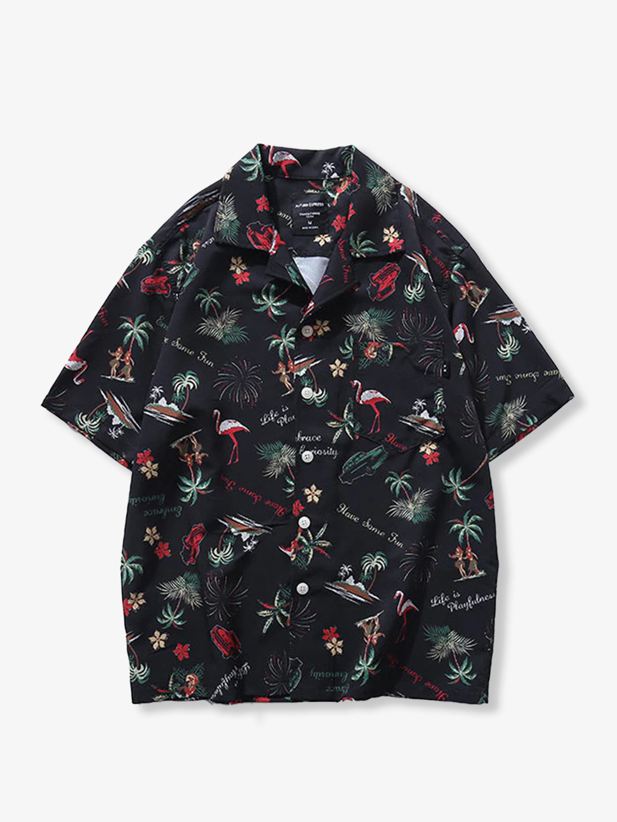 HAWAII ALOHA "Palm Trees, Flamingos, Fireworks" Aloha Shirt