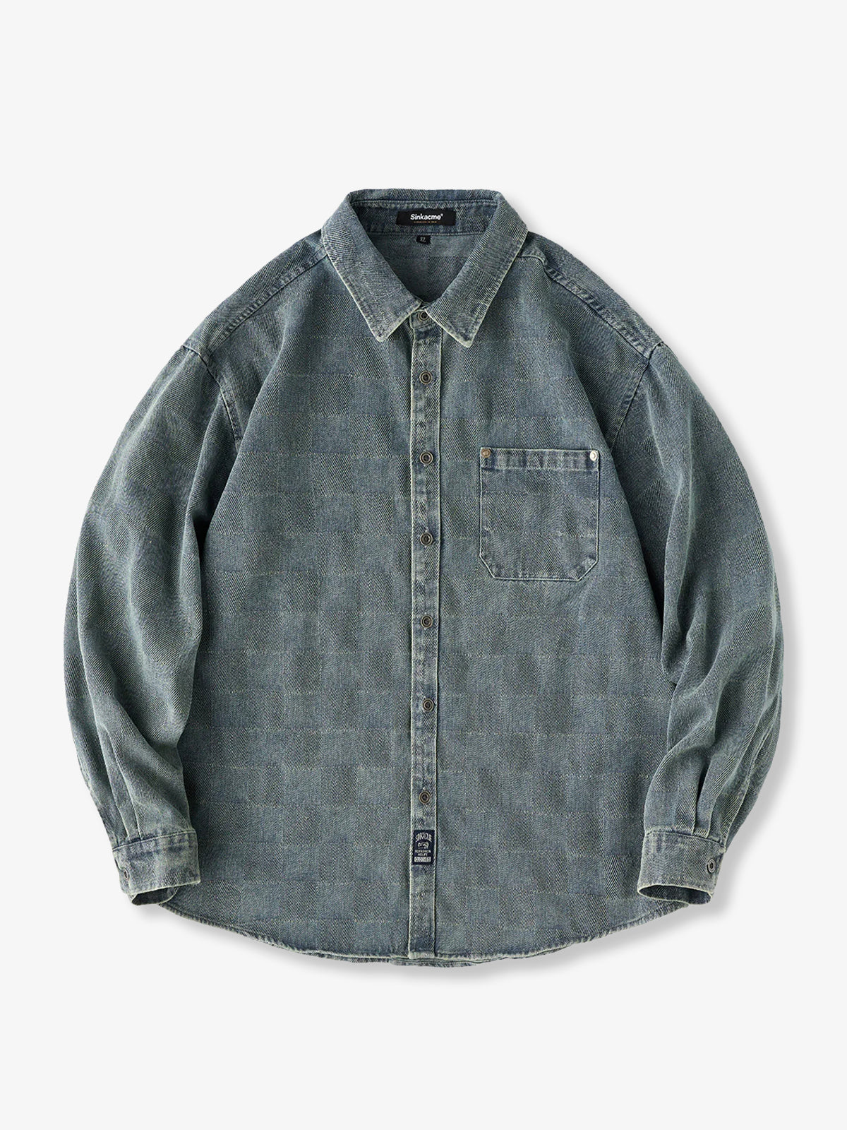 Distressed Check Denim Work Shirt