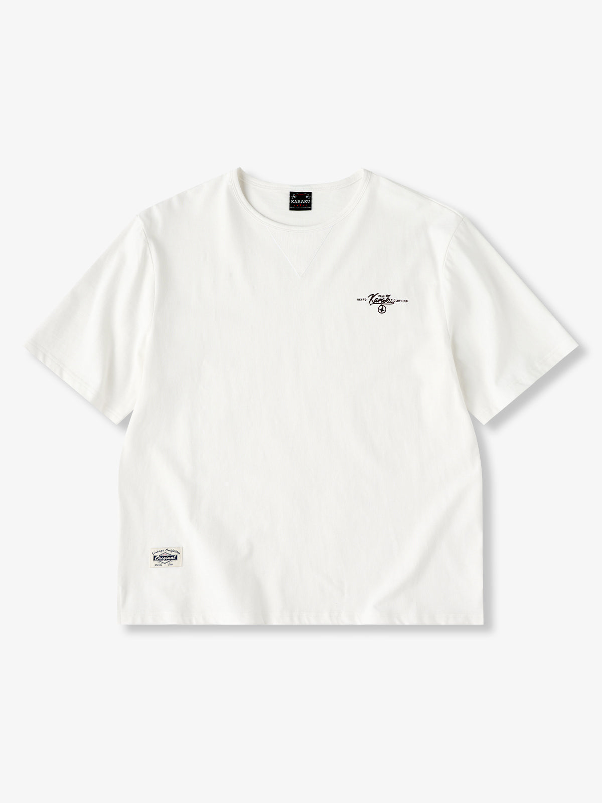 KARAKU Logo Print Navy blue crew neck cotton T-shirt