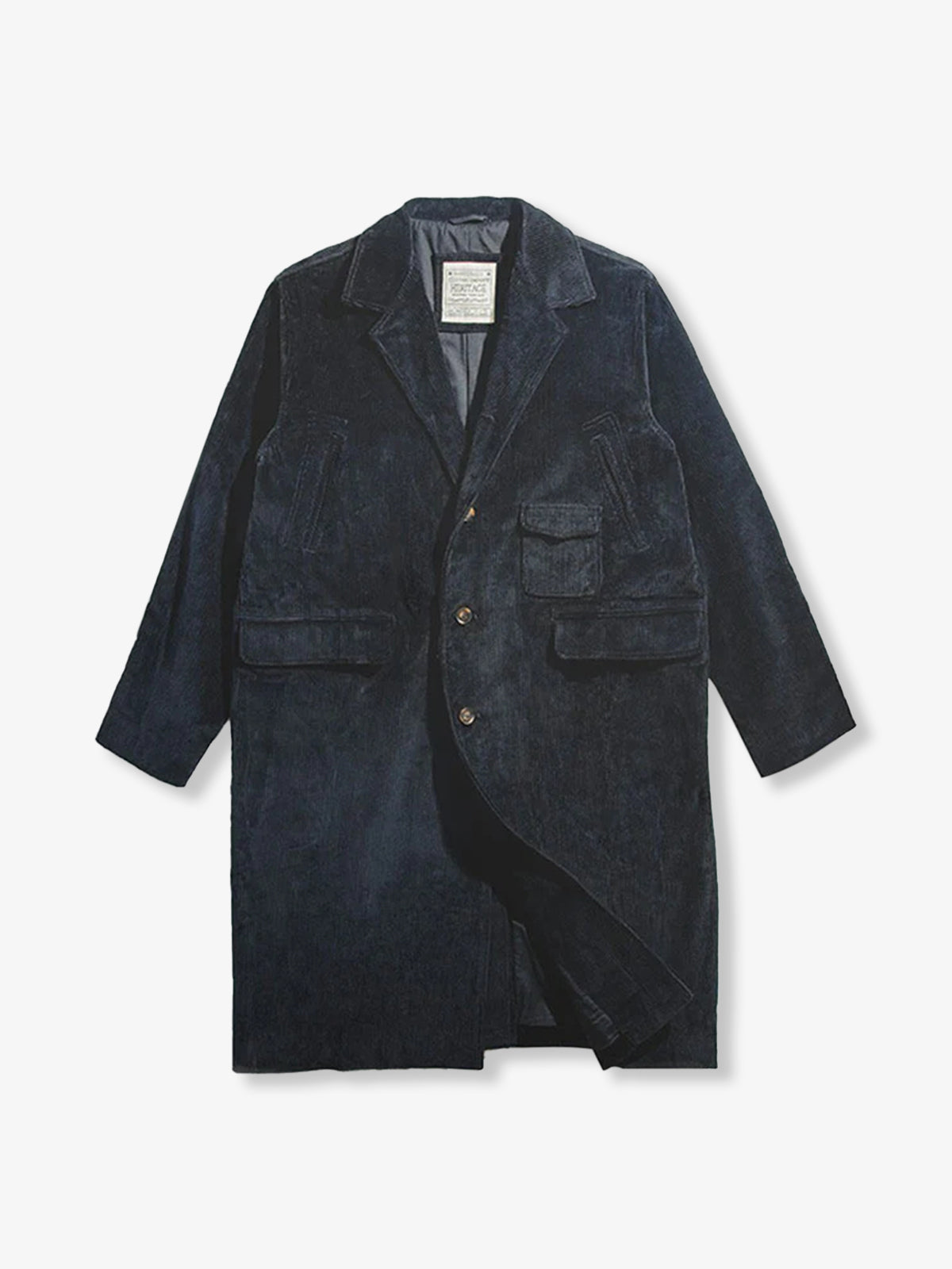 【80s】Euro Vintage Black Corduroy Coat 80s Ruffled Black Corduroy Jacket | S-M - Lucky Vintage