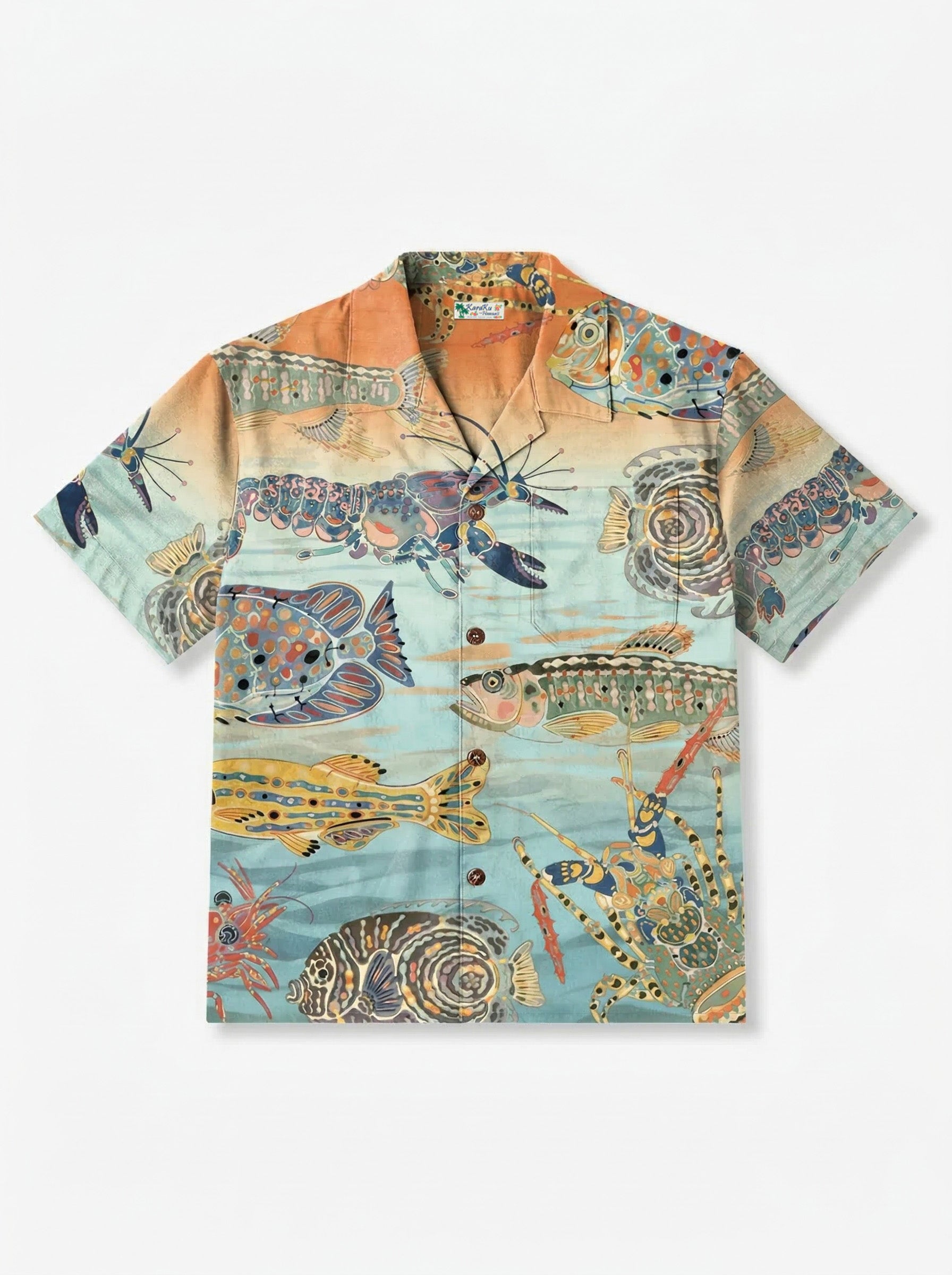 [Pre-order] “Sunset Under the Sea” Retro Watercolor Print Aloha Shirt