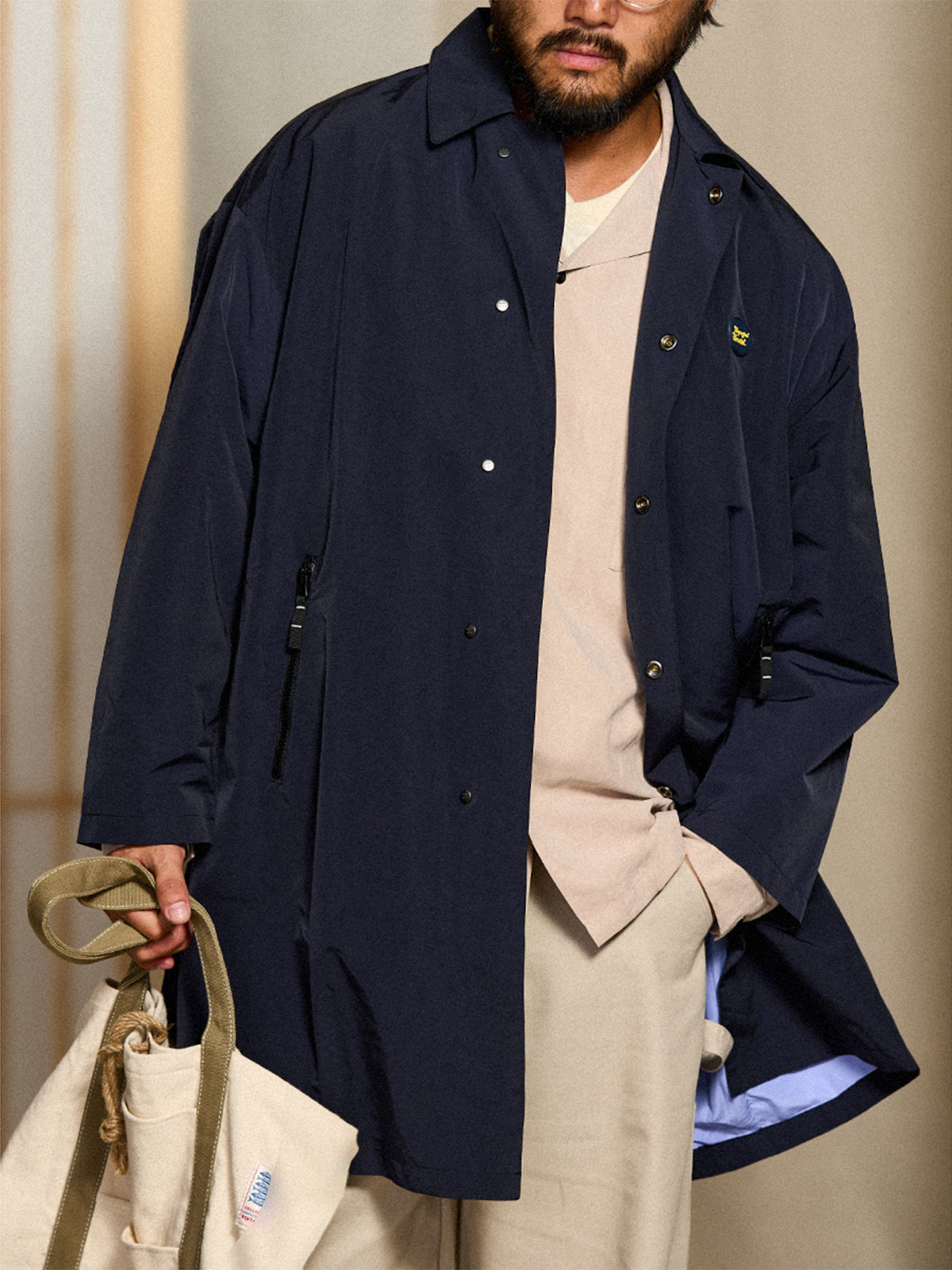 High-Performance Balmacaan Coat with Teflon Wind, Water