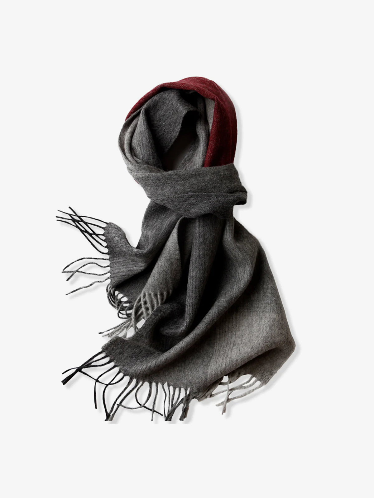 Fringed Scarf in Gradient Check Cashmere-Wool Blend
