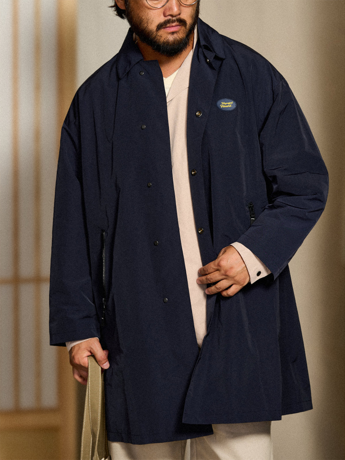 High-Performance Balmacaan Coat with Teflon Wind, Water