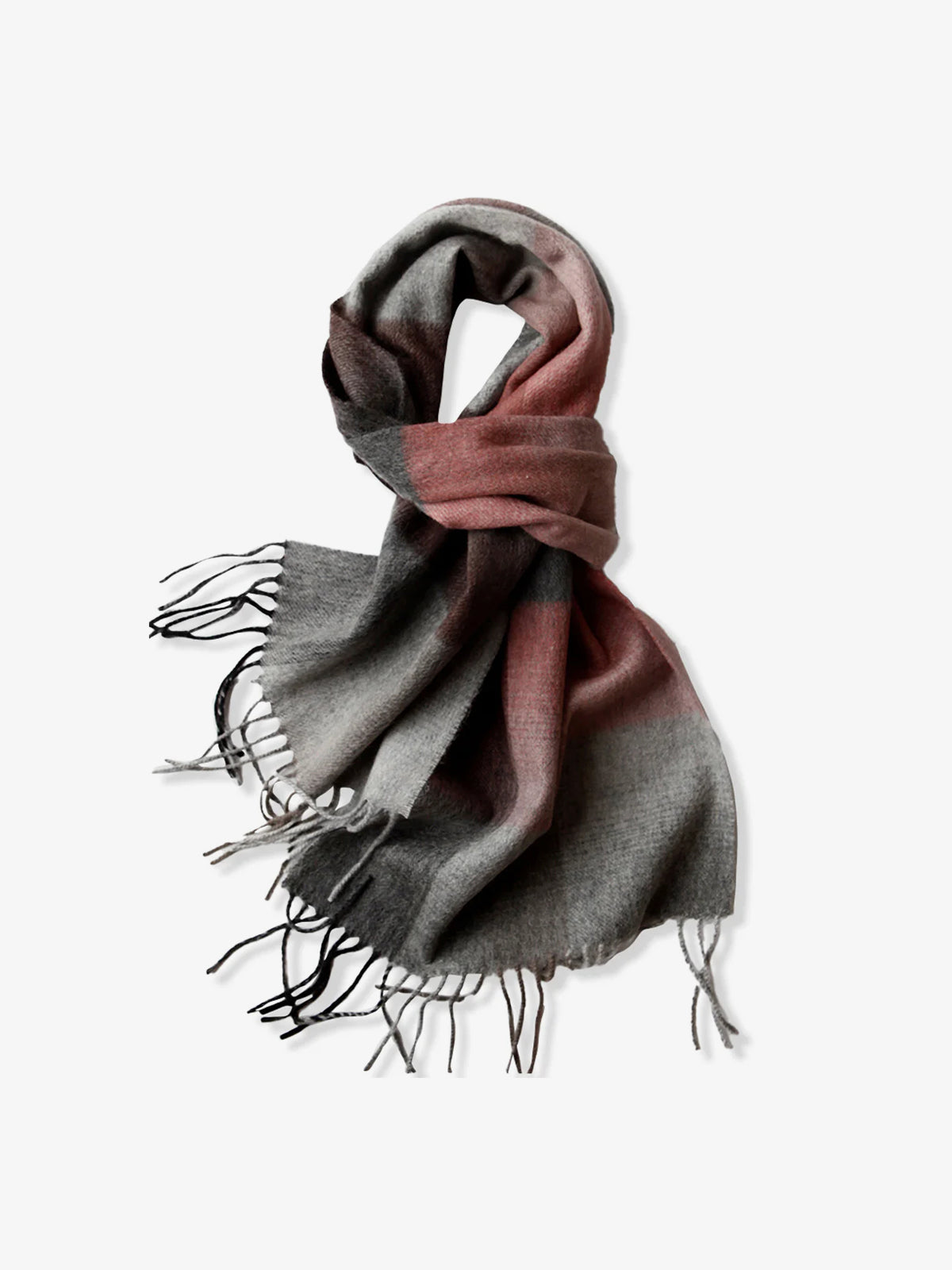 Fringed Scarf in Gradient Check Cashmere-Wool Blend